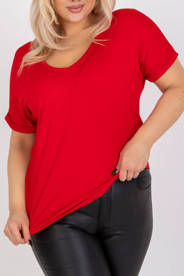 Bluzka damska z wiskozy w kolorze czerwonym odkryte plecy