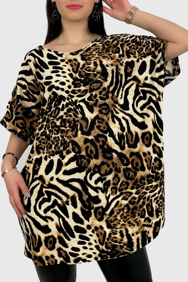Bluzka tunika plus size oversize zwierzęcy wzór tygrys Evita