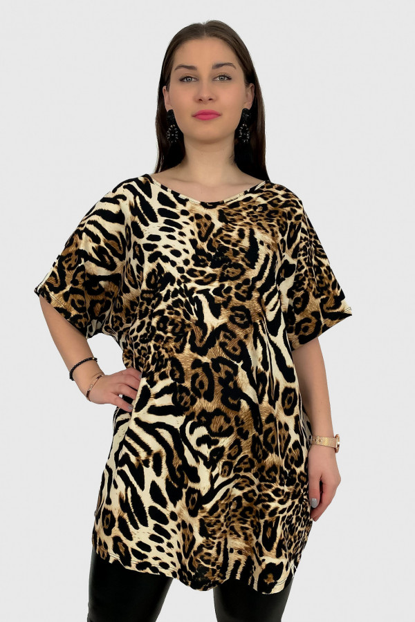 Bluzka tunika plus size oversize zwierzęcy wzór tygrys Evita 2
