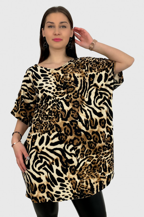 Bluzka tunika plus size oversize zwierzęcy wzór tygrys Evita 1