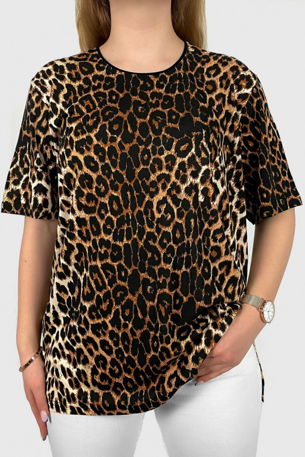 Bluzka damska plus size ze zwierzęcym wzorem panterka Tonia
