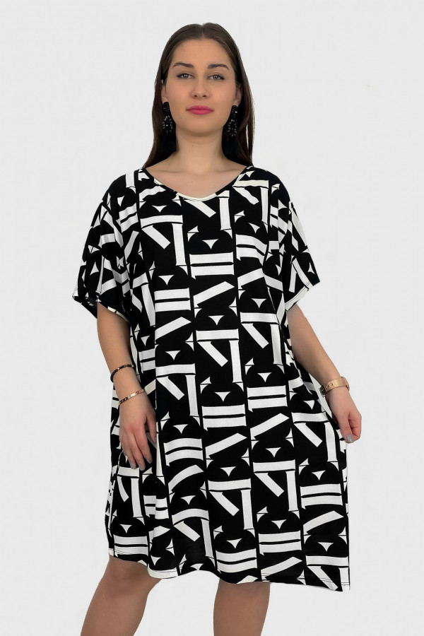 Tunika sukienka plus size dłuższy bok geometryczny wzór Laura 2