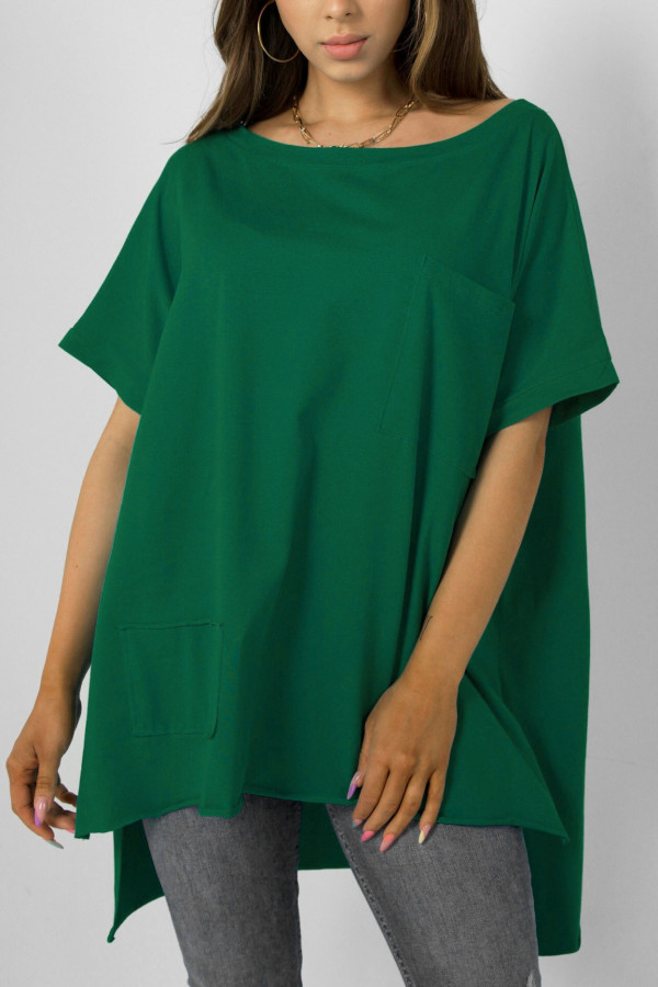 Bluzka oversize w kolorze zielonym dłuższy tył kieszeń Tanisha