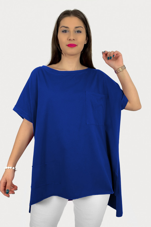Bluzka oversize w kolorze kobaltowym dłuższy tył kieszeń Tanisha 1