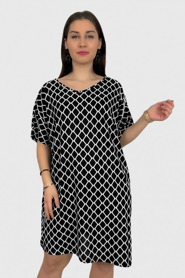 Tunika sukienka plus size dłuższy bok geometryczny wzór Laura 1