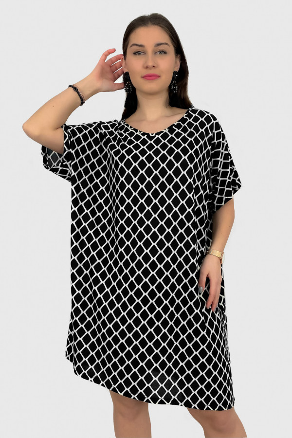Tunika sukienka plus size dłuższy bok geometryczny wzór Laura 2