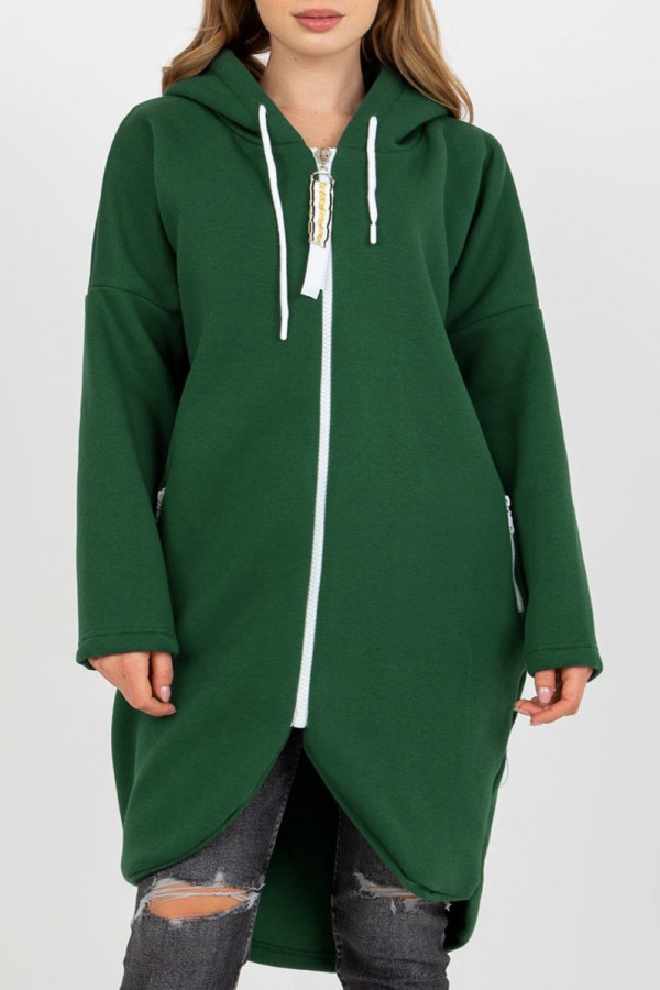Bluza damska w kolorze zielonym z kapturem na zamek narzutka płaszczyk Martina