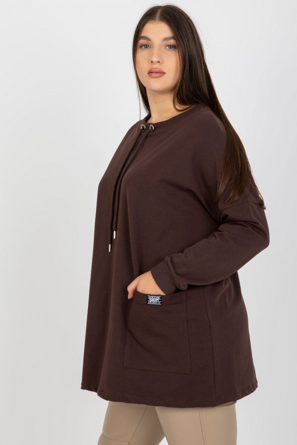 Bluza damska plus size w kolorze czekoladowym naszyte kieszenie Sami 4