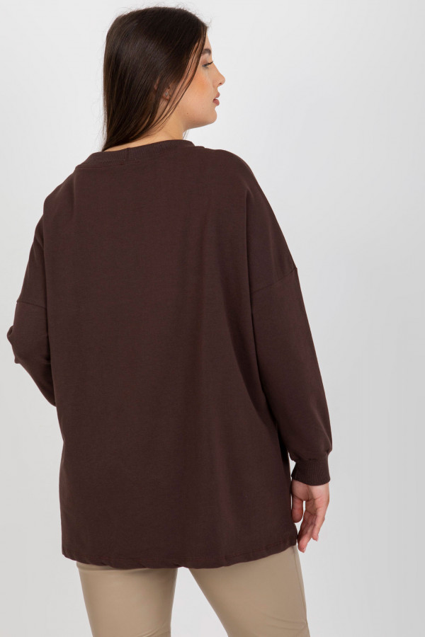 Bluza damska plus size w kolorze czekoladowym naszyte kieszenie Sami 3
