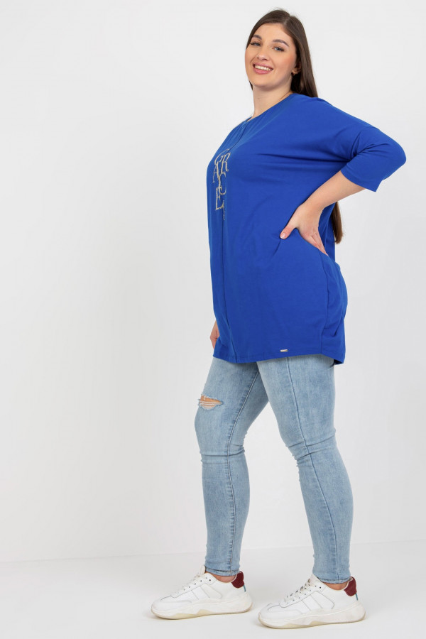 Tunika bluzka plus size w kolorze kobaltowym print dżety Grace 4