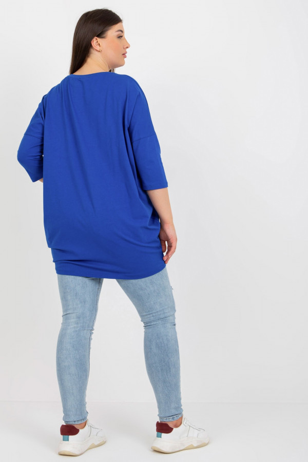 Tunika bluzka plus size w kolorze kobaltowym print dżety Grace 3