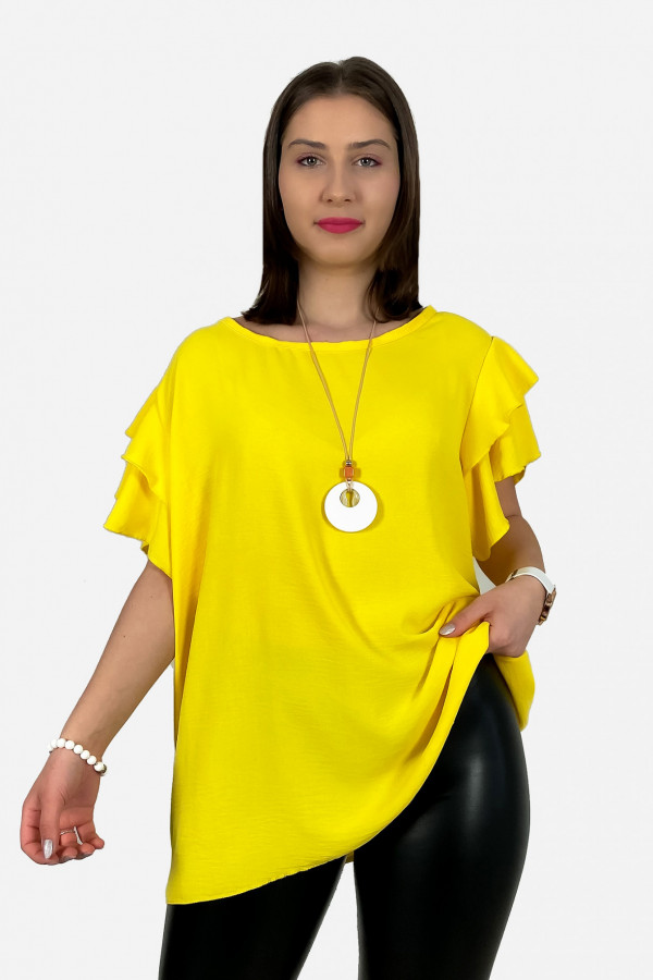 Bluzka plus size w kolorze żółtym z naszyjnikiem motylkowy rękaw Sara 2