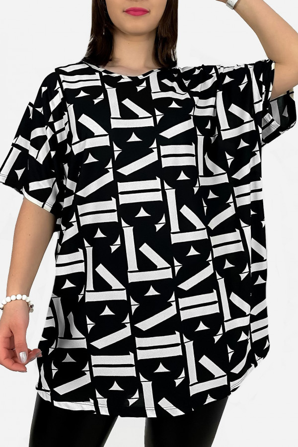Bluzka tunika plus size oversize geometryczny wzór print Evita