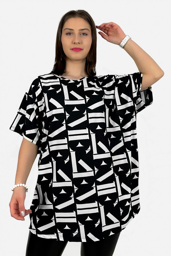 Bluzka tunika plus size oversize geometryczny wzór print Evita 1