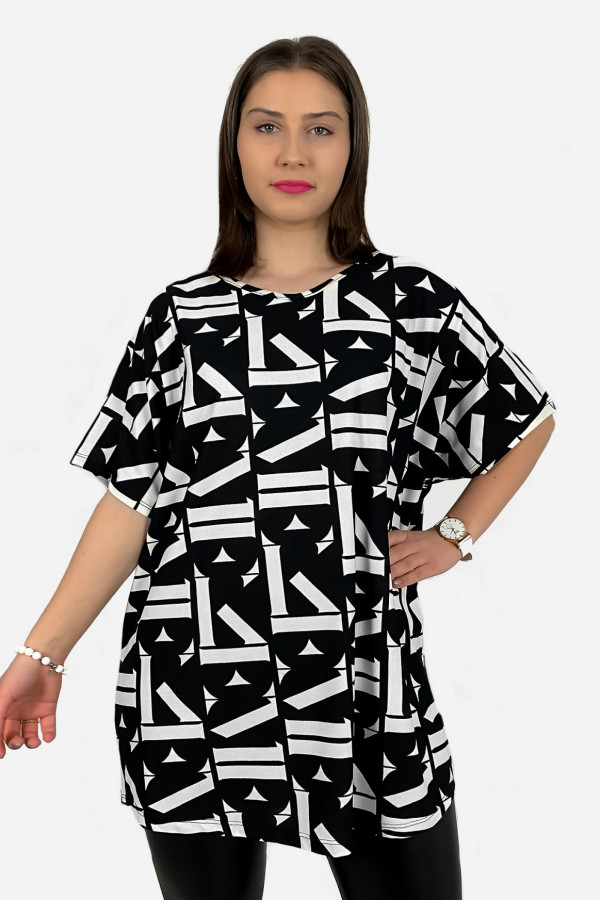 Bluzka tunika plus size oversize geometryczny wzór print Evita 2