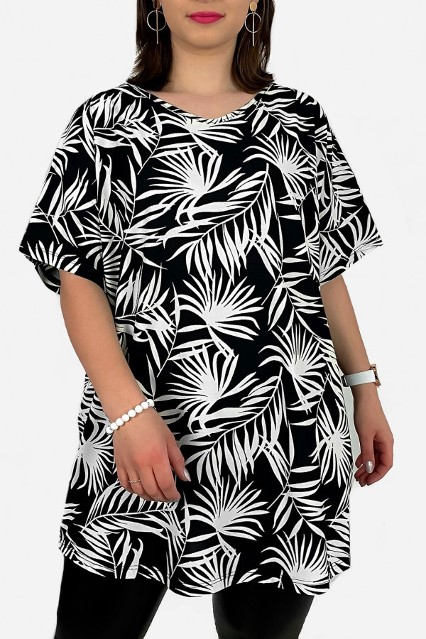 Bluzka tunika plus size oversize wzór liście palmy Evita
