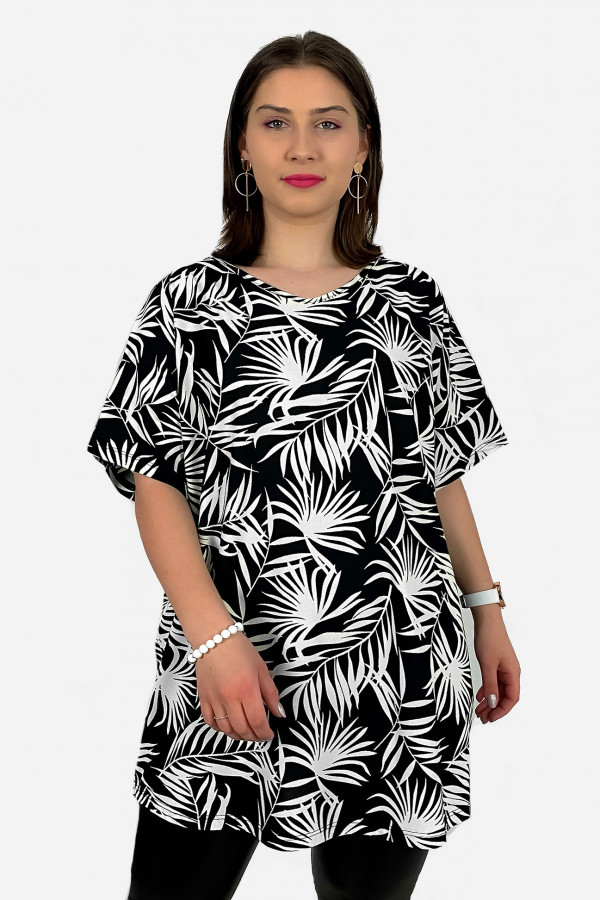 Bluzka tunika plus size oversize wzór liście palmy Evita 2