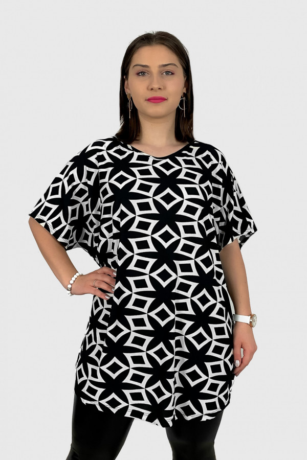 Bluzka tunika plus size oversize geometryczny wzór print Evita 2