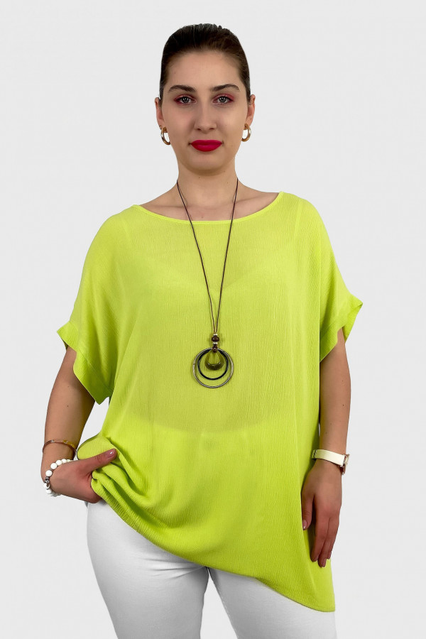 Luźna bluzka w kolorze limonkowym z naszyjnikiem Naomi 1