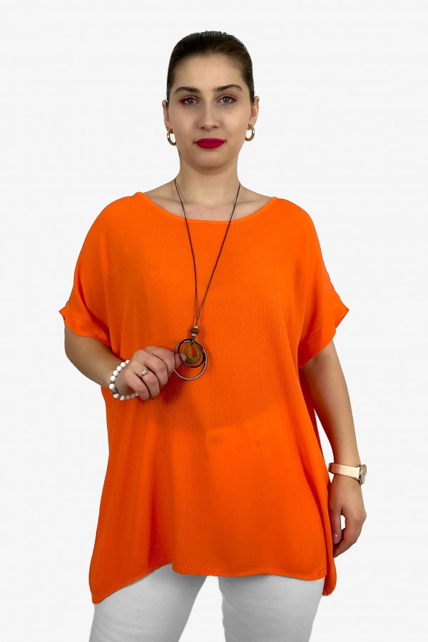 Luźna bluzka w kolorze pomarańczowym z naszyjnikiem Naomi 2