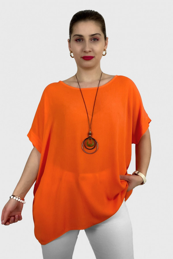 Luźna bluzka w kolorze pomarańczowym z naszyjnikiem Naomi 1