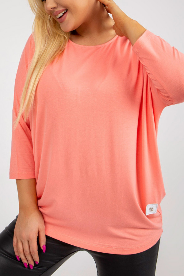 Bluzka damska plus size w kolorze brzoskwiniowym luźna oversize Charo
