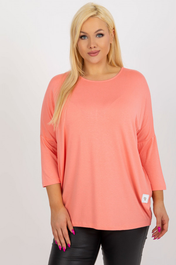 Bluzka damska plus size w kolorze brzoskwiniowym luźna oversize Charo 1