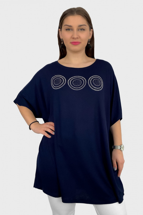 Tunika plus size luźna bluzka z wiskozy w kolorze granatowym dżety Inez 1