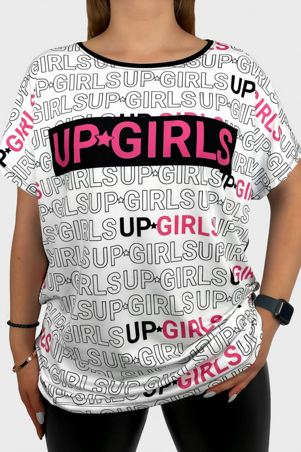 Bluzka damska nietoperz multikolor z nadrukiem print Girls