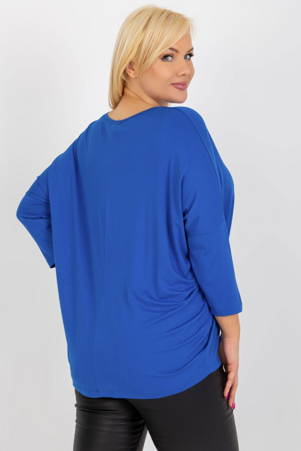 Bluzka damska plus size w kolorze kobaltowym oversize w serek Alita 3
