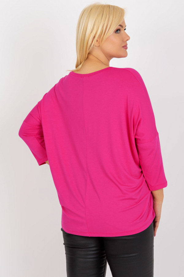 Bluzka damska plus size w kolorze fuksji oversize w serek Alita 3