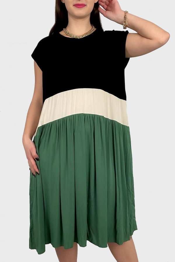 Sukienka plus size W DRUGIM GATUNKU w kolorze czarno zielonym midi