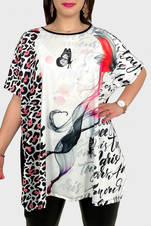 Tunika damska plus size nietoperz multikolor wzór ważka motyl