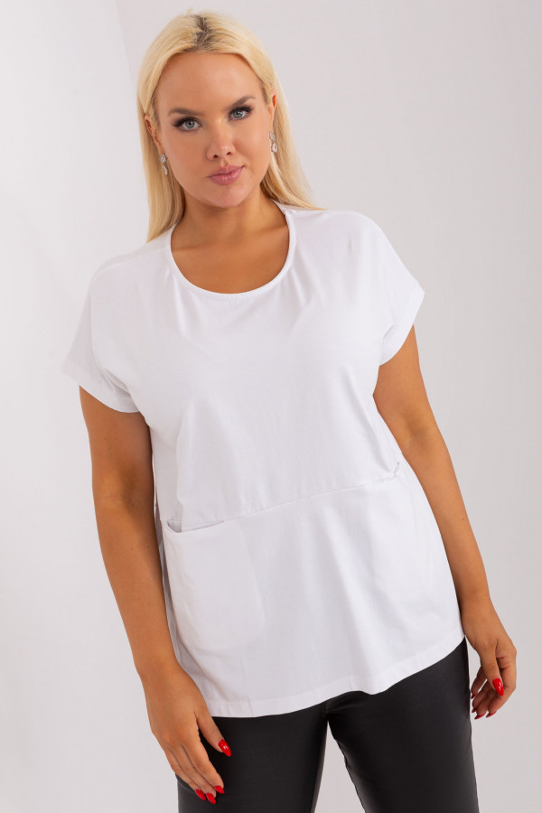 Bluzka damska plus size w kolorze białym kieszenie rozcięcia 3