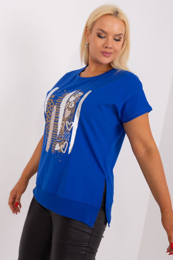 Bluzka damska plus size w kolorze kobaltowym serca dżety Iwon 1
