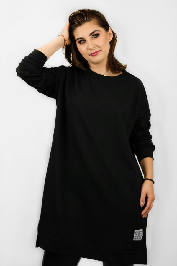 Długa bluza dresowa long tunika sukienka w kolorze czarnym 2