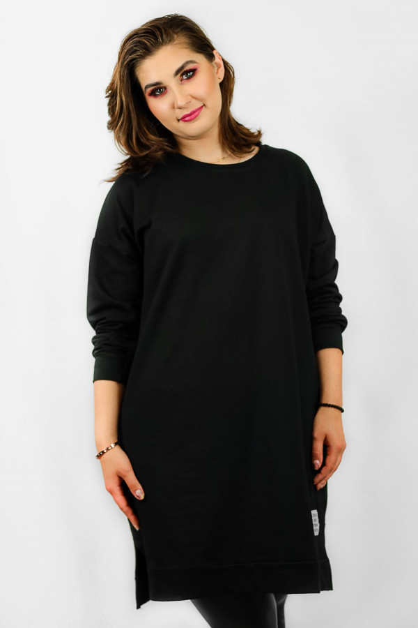Długa bluza dresowa long tunika sukienka w kolorze czarnym 1