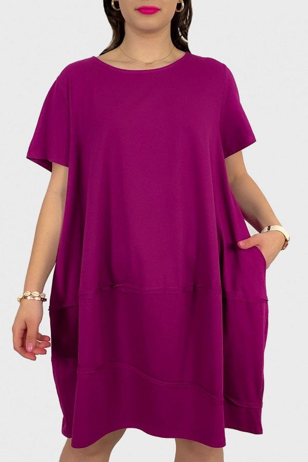 Bawełniana duża sukienka w kolorze magenta z kieszeniami Carmela