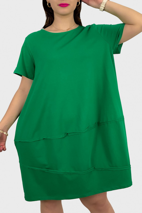 Bawełniana duża sukienka w kolorze zielonym z kieszeniami Carmela 1