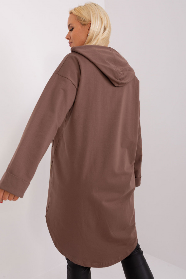 Bluza w kolorze brązowym z kapturem na zamek narzutka Viki 4