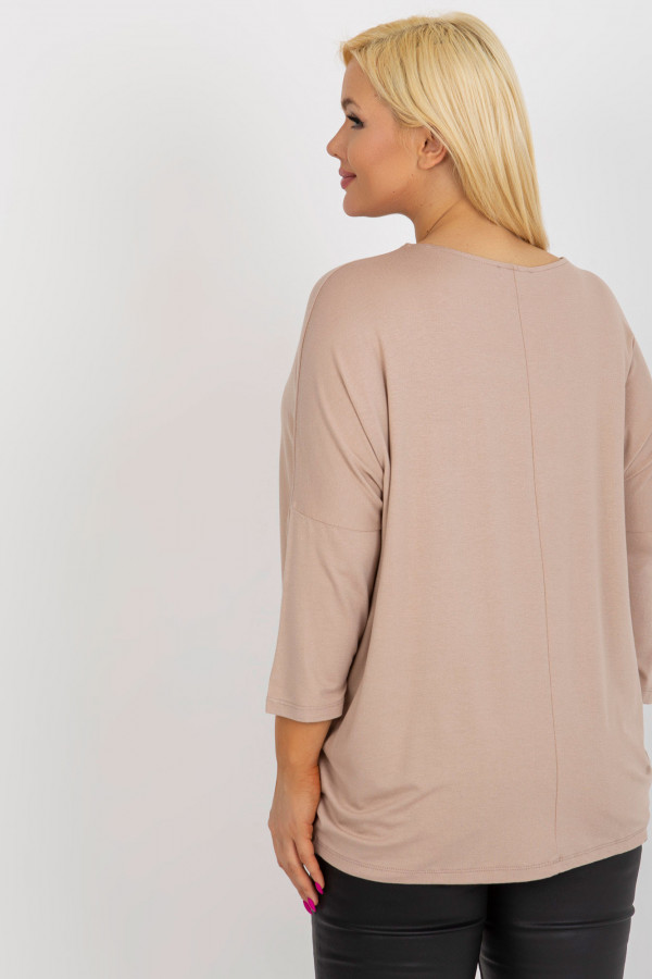 Bluzka damska plus size w kolorze beżowym luźna oversize Charo 3