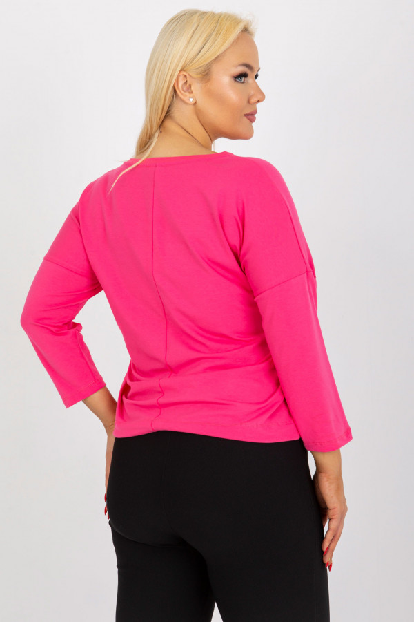 Bluzka damska plus size w kolorze różowym wiązana monstera cyrkonie 4