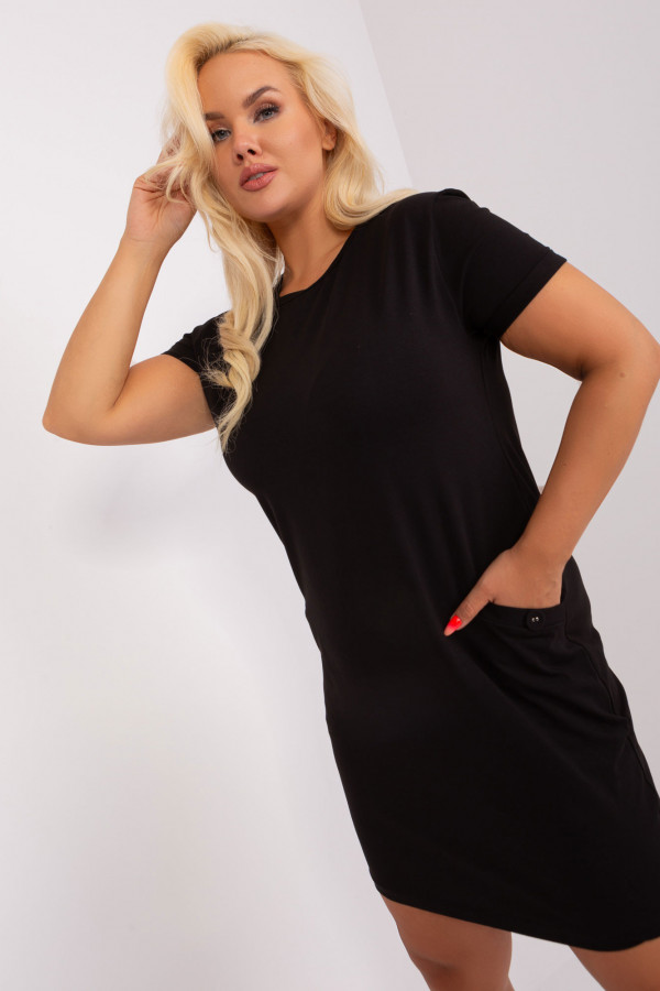 Sukienka dresowa w kolorze czarnym kieszenie z guzikami Patricia 4