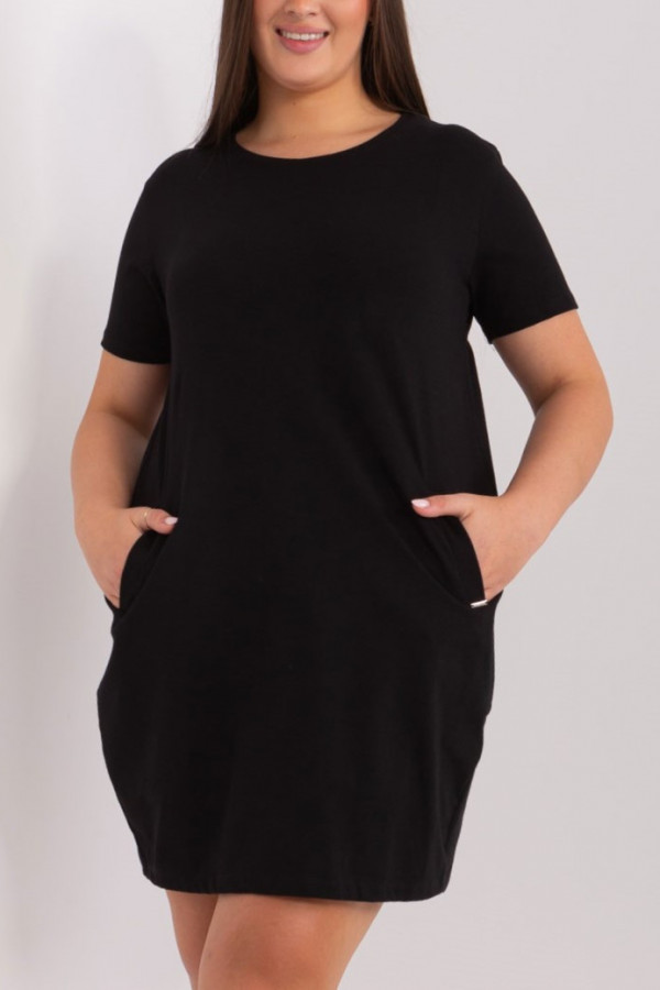 Sukienka dresowa tunika w kolorze czarnym kieszenie Kayle