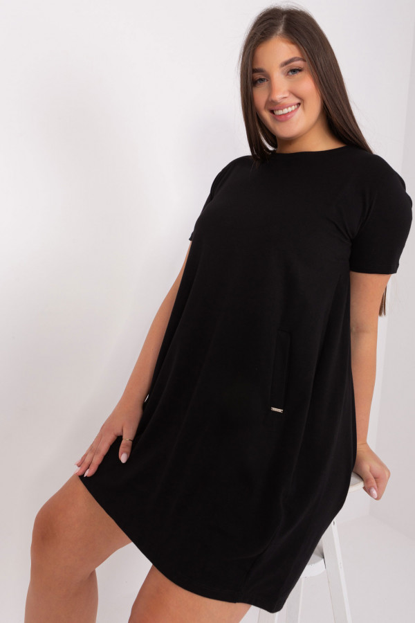 Sukienka dresowa tunika w kolorze czarnym kieszenie Kayle 2
