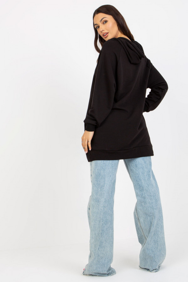 Długa bluza tunika damska w kolorze czarnym z kapturem Morgan 5