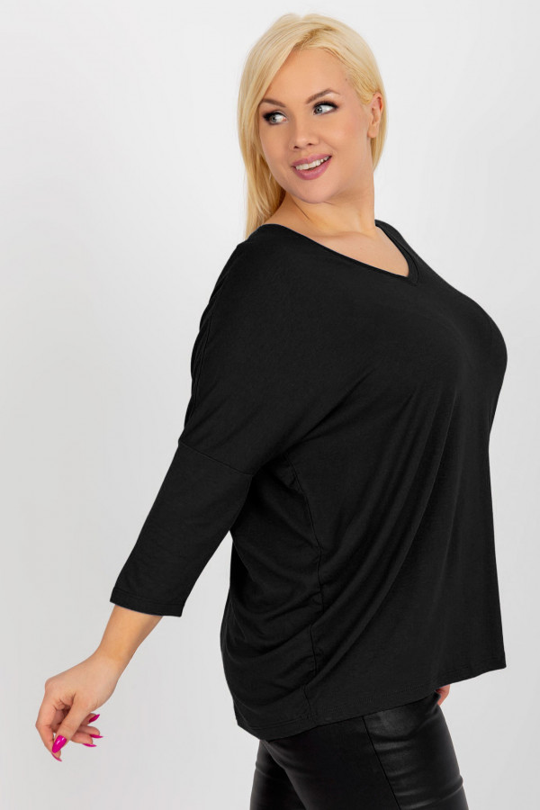 Bluzka damska plus size w kolorze czarnym oversize w serek Alita 2