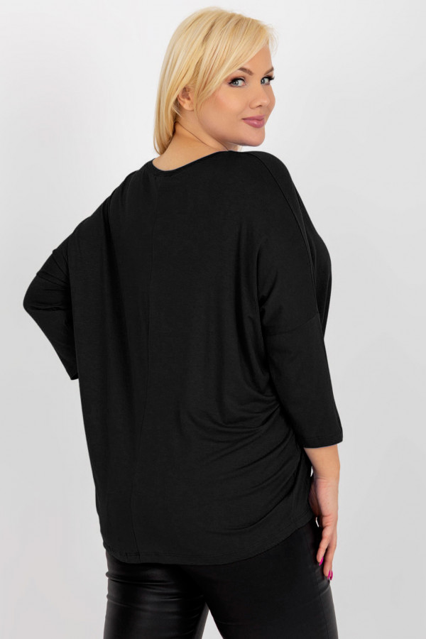 Bluzka damska plus size w kolorze czarnym oversize w serek Alita 4
