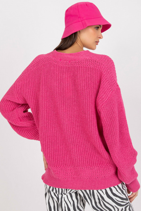 Sweter damski w kolorze różowym z guzikami kardigan 4