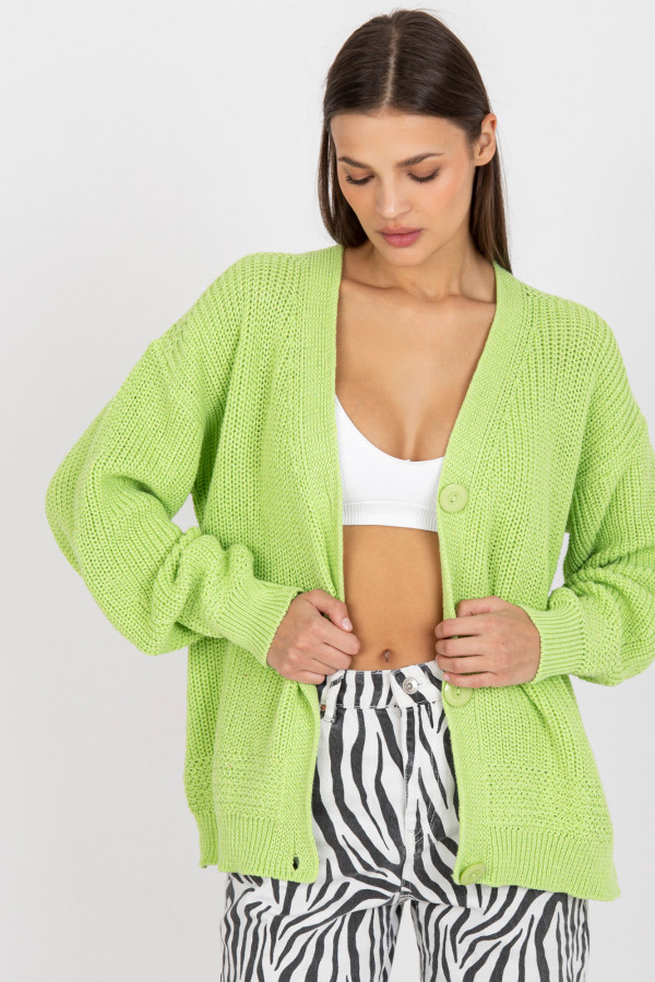 Sweter damski w kolorze jasnozielonym z guzikami kardigan 1